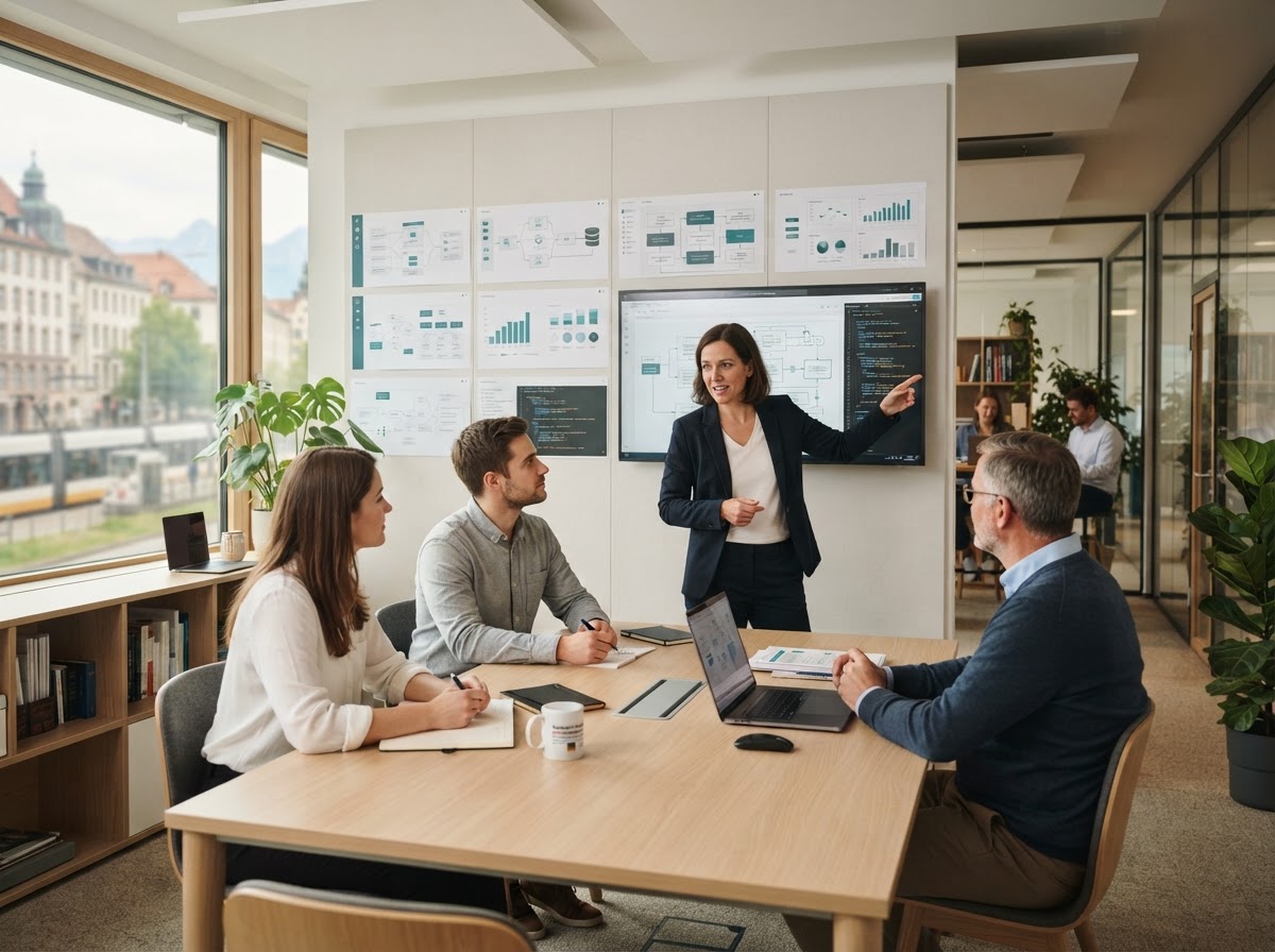Quantum ai Global analysts reviewing model outputs and risk scoring data